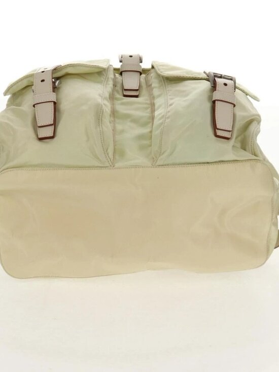 PRADA Backpack Nylon Beige Silver Auth 157776 main image 9